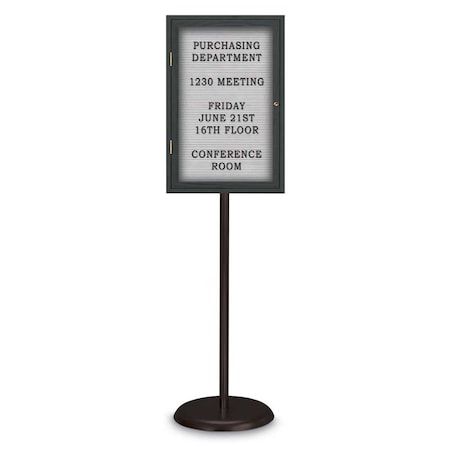 United Visual Products Corkboard, Double Door, Radius Frame, 42x32", Bronze/Cobalt UV70025-BRONZE-COBACC